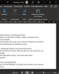 Word: Text in derselben Zeile vor der Aufzählung